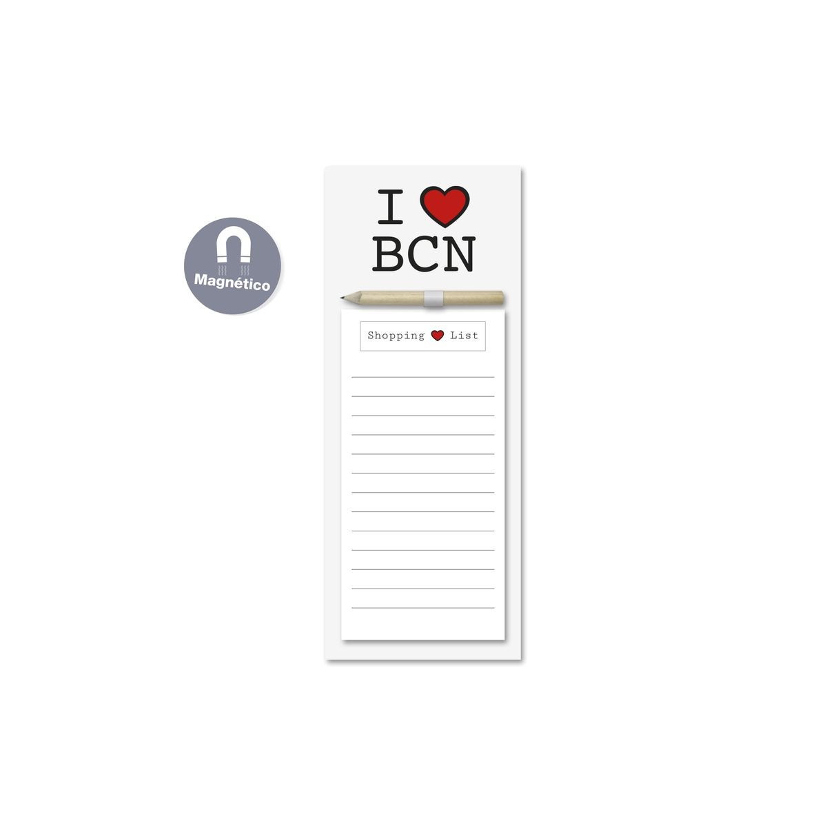 Bloco de notas imã com lápis eu amo bcn
