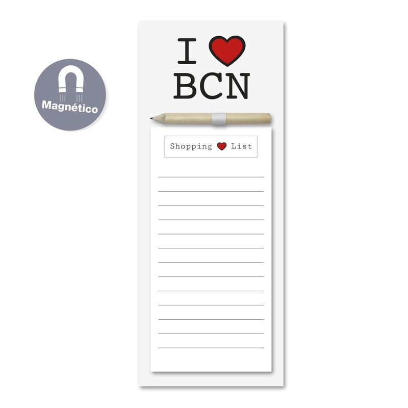 Bloco de notas imã com lápis eu amo bcn