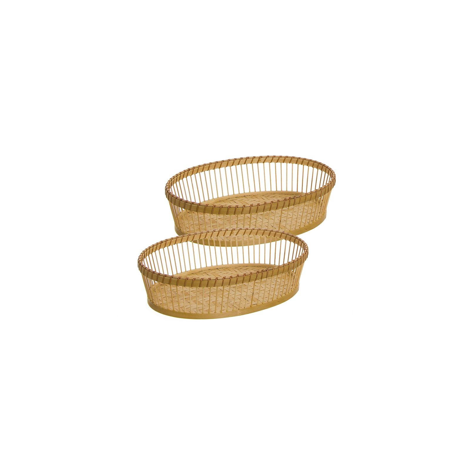 Conjunto de 2 cestos ovais de bambu