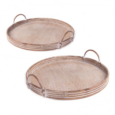 Conjunto de 2 bandejas de vime