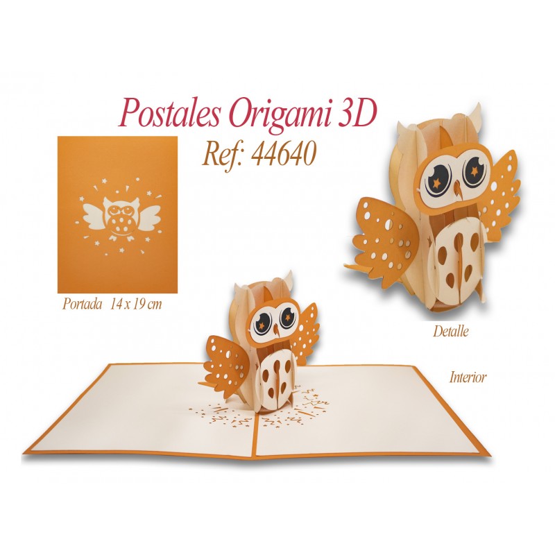 Postal 3d origami coruja