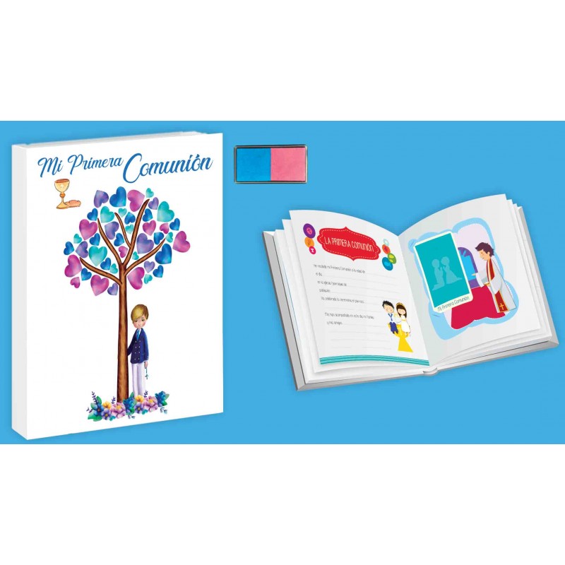 Livro comunhão pegadas criança árvore
