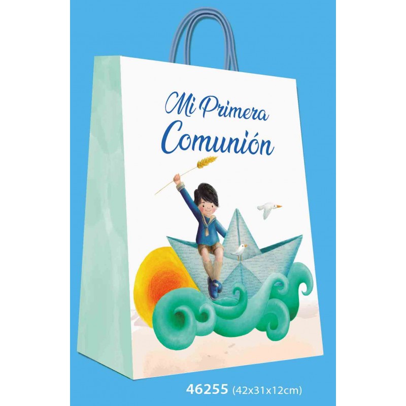 Bolsa grande comunhão menino barco