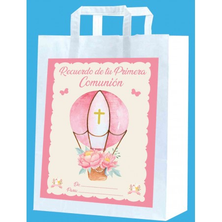 Bolsa de comunhão de balão rosa médio