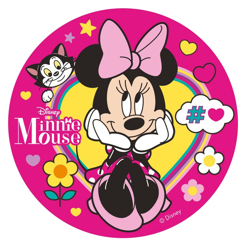 Disco de bolacha de Minnie laço rosa 20cm