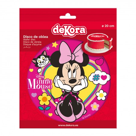 Disco de bolacha de Minnie laço rosa 20cm