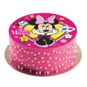 Disco de bolacha de Minnie laço rosa 20cm