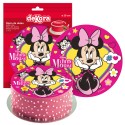 Disco de bolacha de Minnie laço rosa 20cm