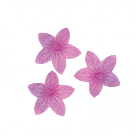 Flores de oblea comestíveis na cor rosa Decoração para bolos e sobremesas