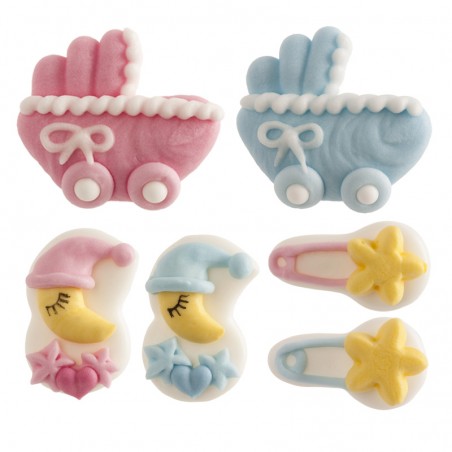 Conjunto De Decoração Em Açúcar Batizado 2d 3,5cm