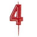 Vela de aniversário número 4 vermelha