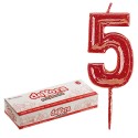 Vela de aniversário número 5 vermelha