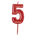 Vela de aniversário número 5 vermelha