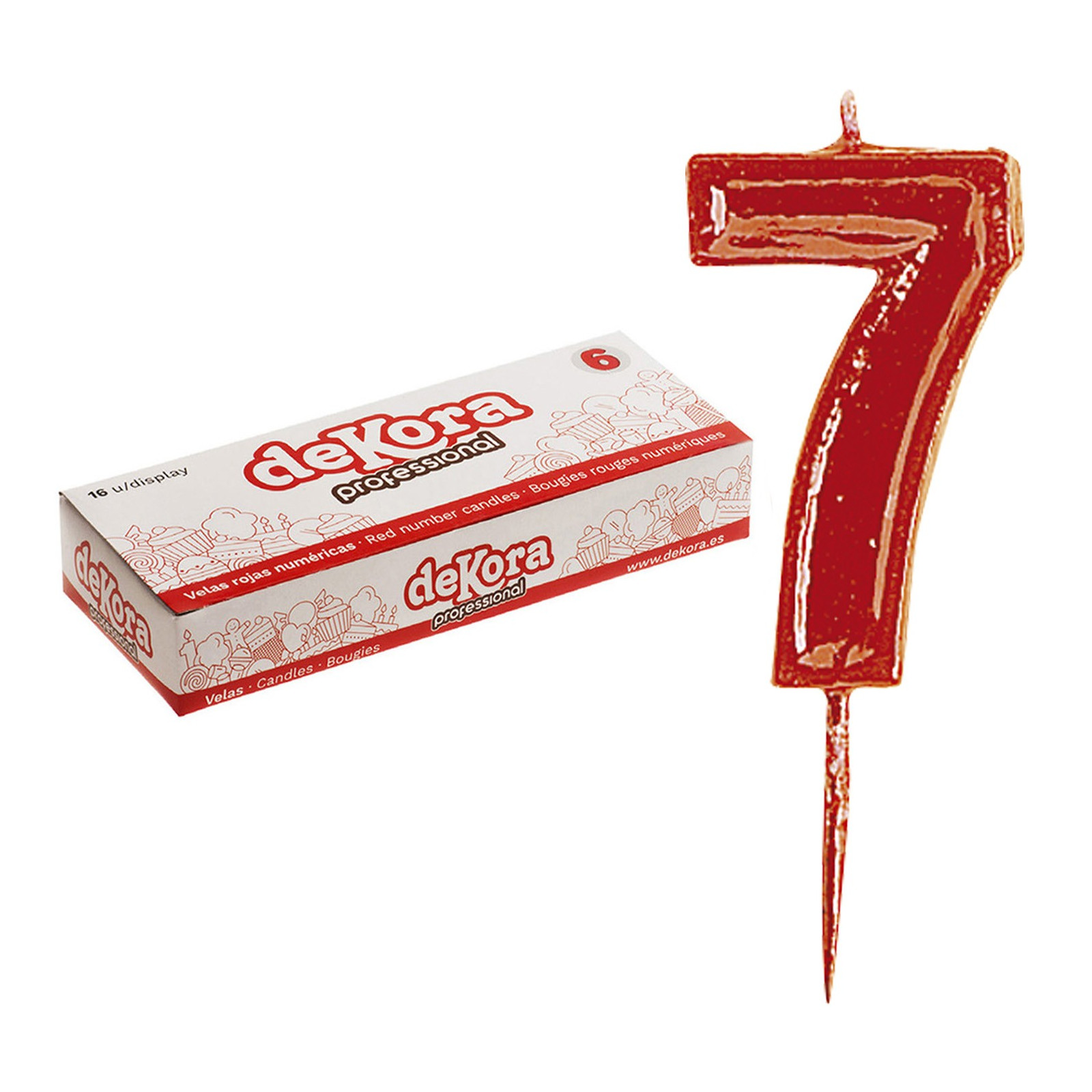 Vela de Aniversário Número 7 em Vermelho