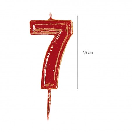 Vela de Aniversário Número 7 em Vermelho