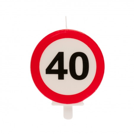 Vela de aniversário de 40 anos sinal proibido 6 3cm