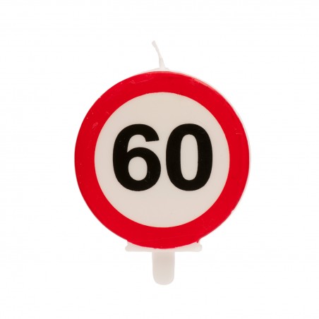 Vela de aniversário de 60 anos sinal proibido 6 3cm