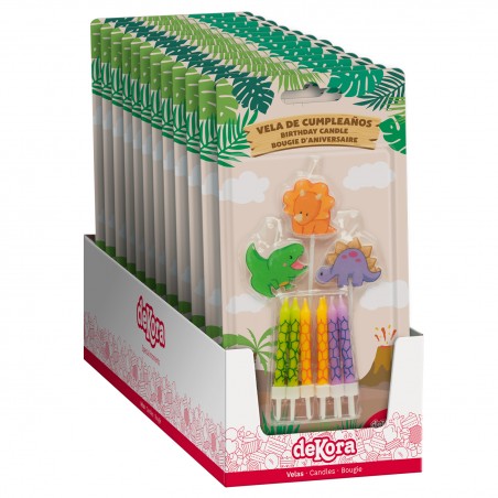 Velas de aniversário de dinossauro 2D - Conjunto de velas para crianças