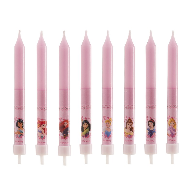 Blister 8 velas palito princesas 9cm