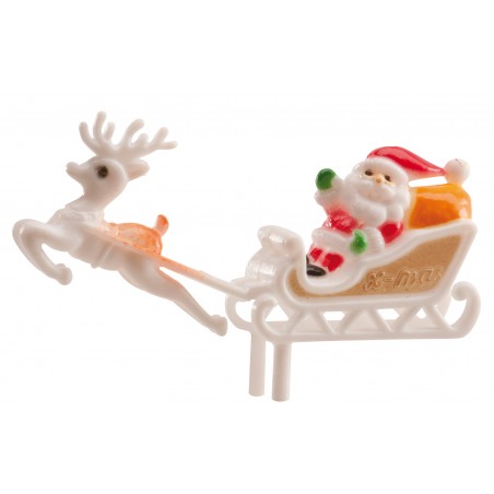 Figura do Papai Noel com Trenó para Decoração de Bolos Magia Natalina em Cada Sobremesa