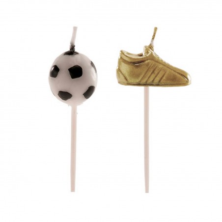 Velas Decorativas de Futebol Pack de 6 com Botas Douradas e Design Esportivo