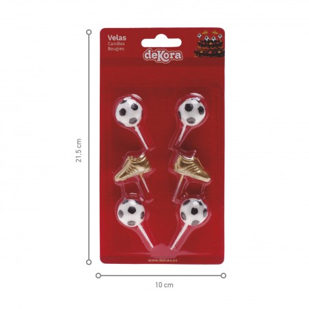 Velas Decorativas de Futebol Pack de 6 com Botas Douradas e Design Esportivo