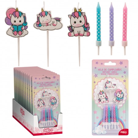 Conjunto de Velas de Aniversário Unicórnio Decoração Mágica para Bolos