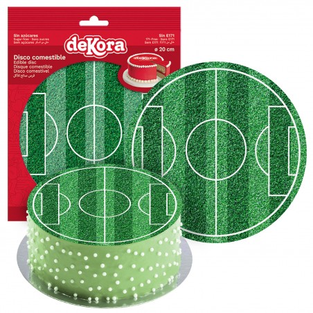 Disco Comestível sem açúcar para Bolos com Design de Campo de Futebol