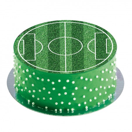 Disco Comestível sem açúcar para Bolos com Design de Campo de Futebol