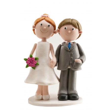 Casal casamento clay segurando a mão 13cm