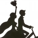 Bicicleta de casal de noivos em metal preto 18 cm