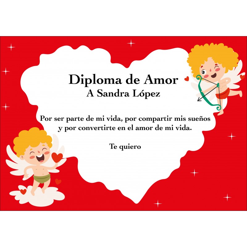 Diploma para São Valentim Cupido personalizado