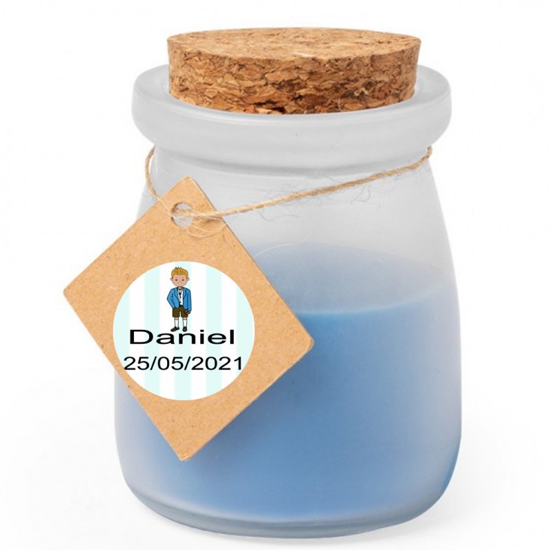 Vela aromática personalizada para comunhão de menino Vela aromática personalizada para comunhão de menino