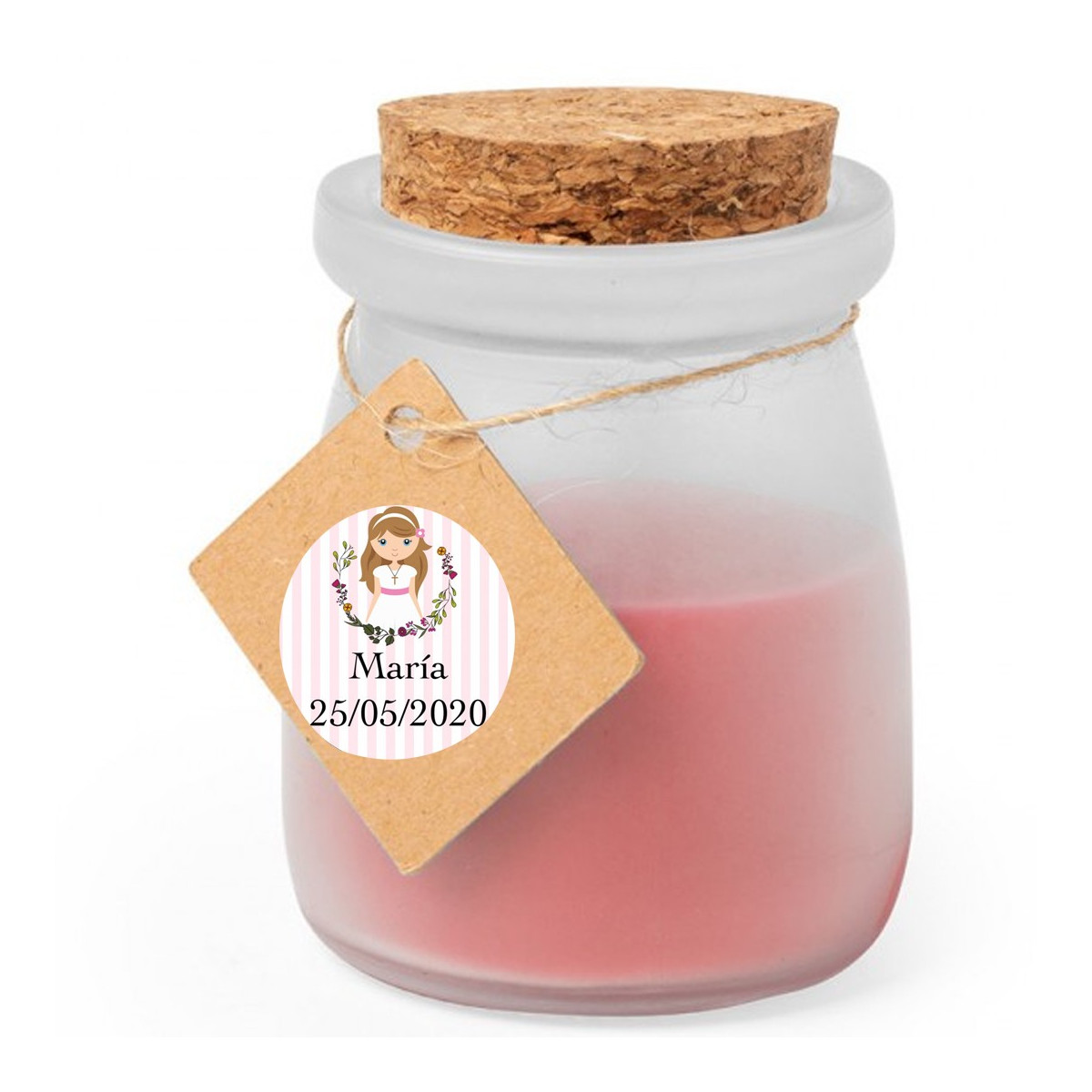 Vela aromática personalizada para comunhão menina