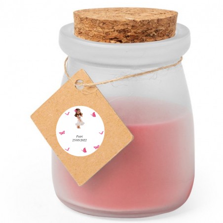 Vela de vidro aromática personalizada para comunhão de menina