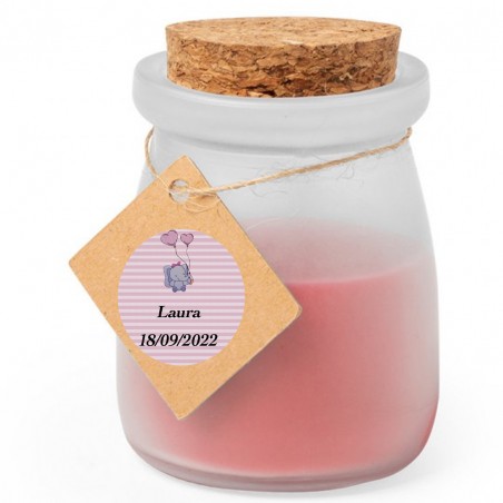 Vela aromática personalizada batizado menina