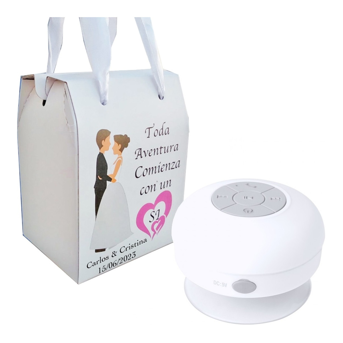Caixa de som Bluetooth à prova d'água em caixa de casamento personalizada