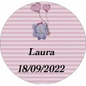 Vela aromática rosa com tampa personalizada para batizado