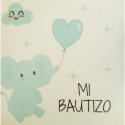 Vela aromática celeste com tampa personalizada para batizado