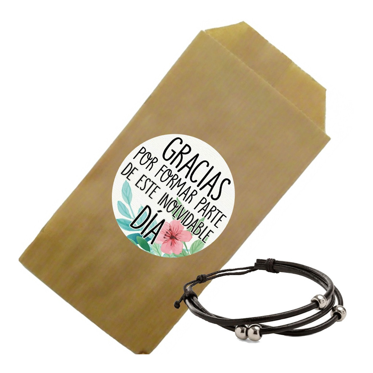 Pulseira de homem em envelope kraft com dedicatória