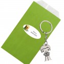 Chaveiro de menino da comunhão em envelope kraft verde personalizado