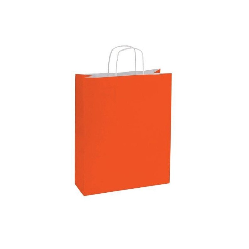 Saco kraft coral laranja com alça curly