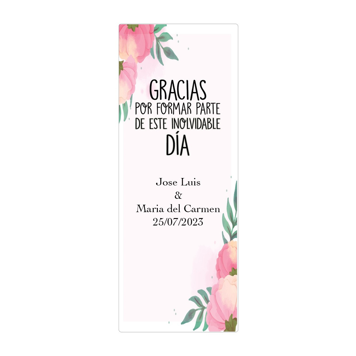 Adesivo personalizado para casamento com flores