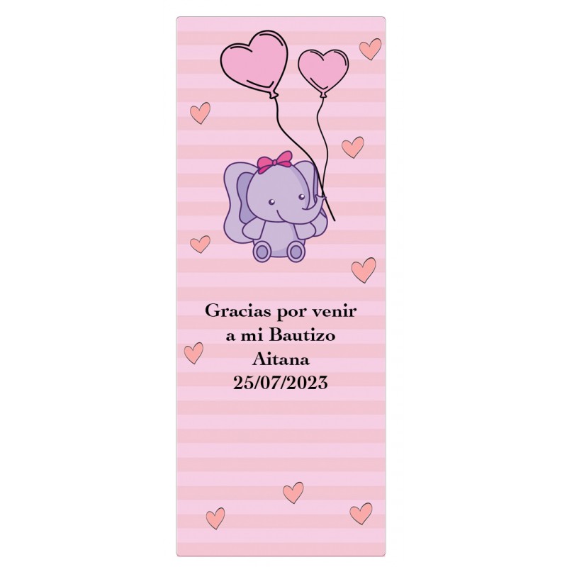Adesivo personalizado com frase, data e nome para batizado de menina