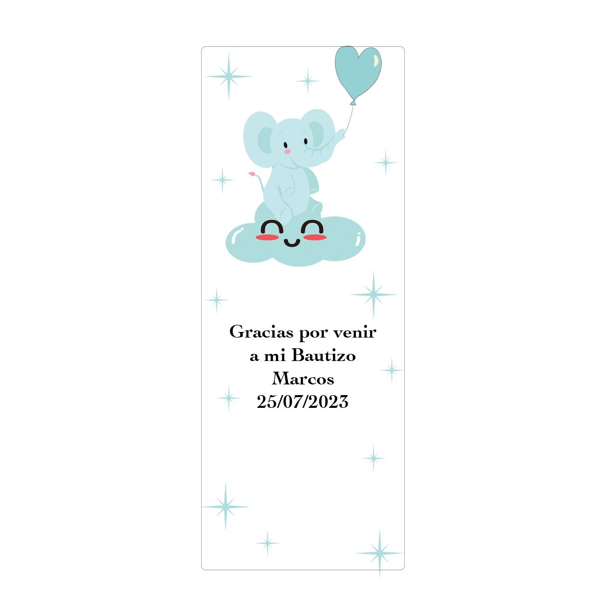 Adesivo personalizado com frase, data e nome para batizado de menino ou baby shower