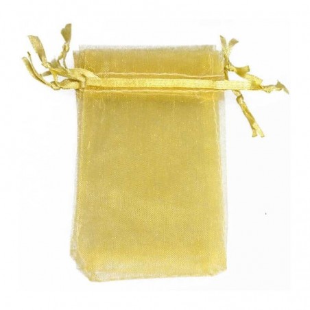 Pulseira menina em bolsa de organza dourada personalizada para comunhão
