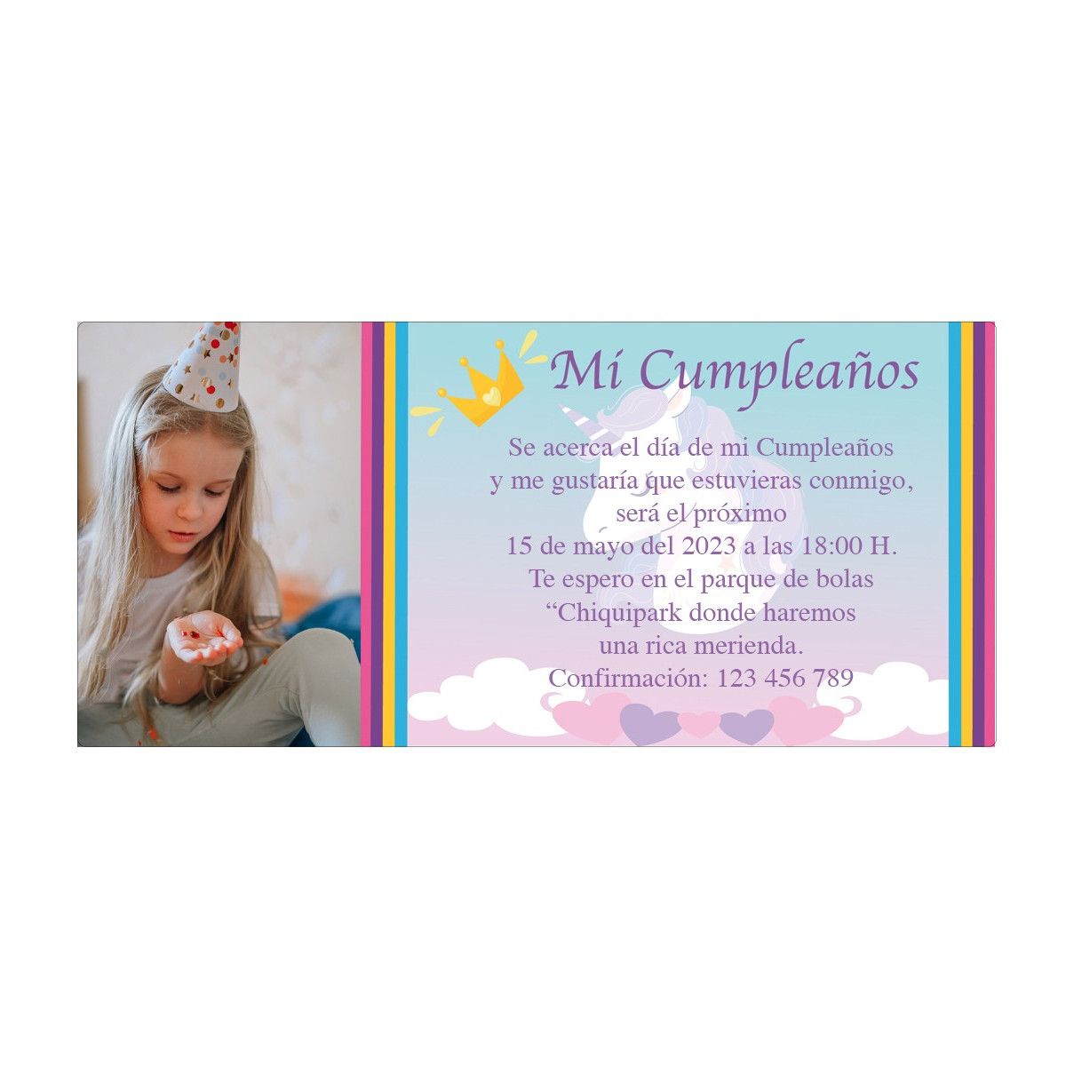 Convite de aniversário com foto