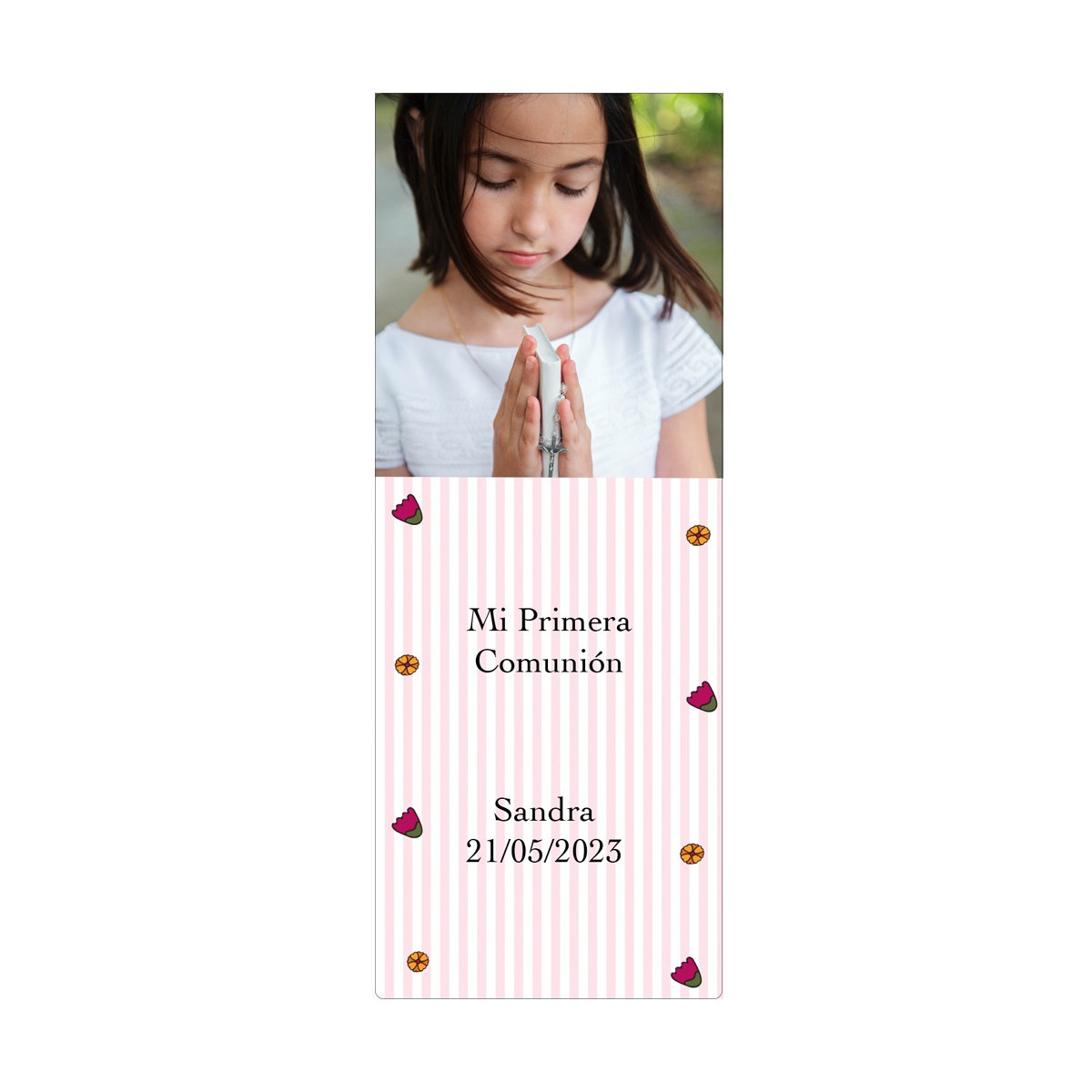 Adesivo de comunhão menina personalizado com foto