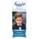 Adesivo de comunhão para menino personalizado com foto