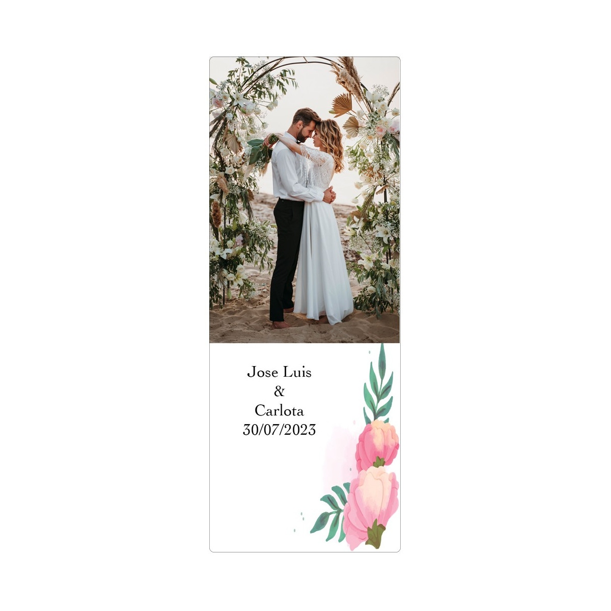 Adesivo de casamento personalizado com foto e texto